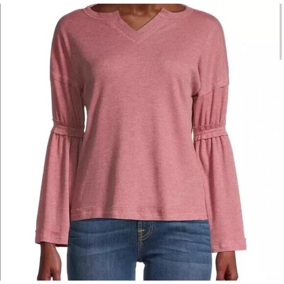 NEW dusty rose long sleeve top waffle knit size XL - Picture 1 of 5